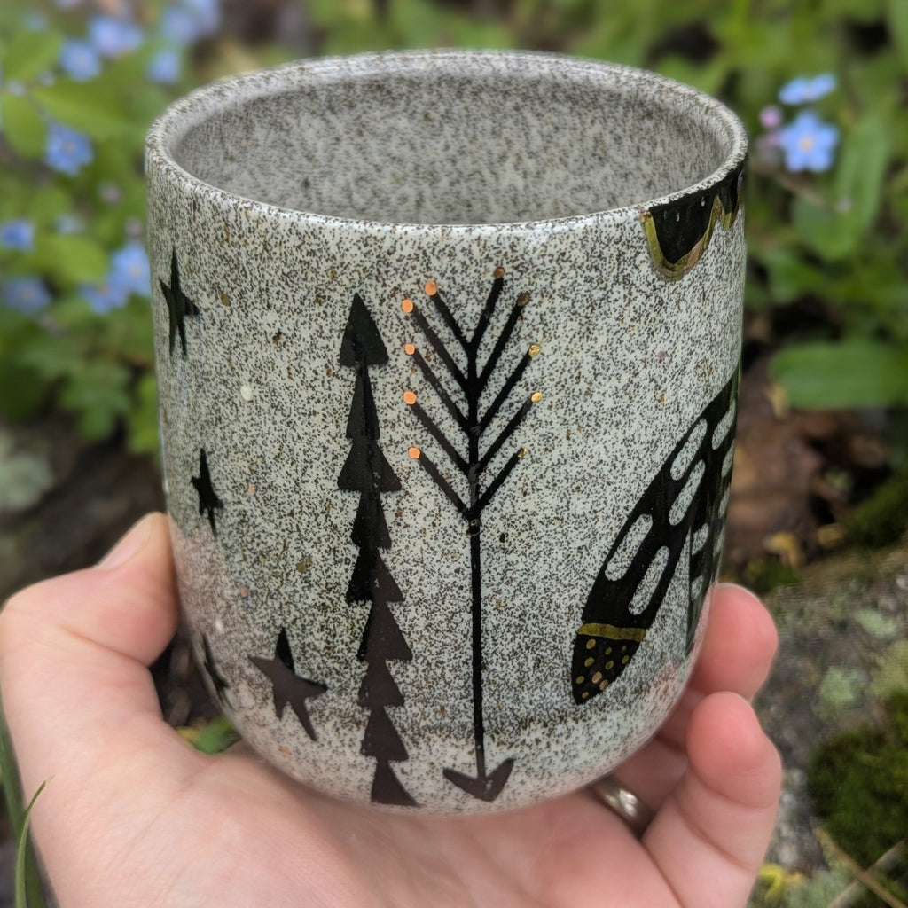 Folk Fox & Pigeon Cup Set