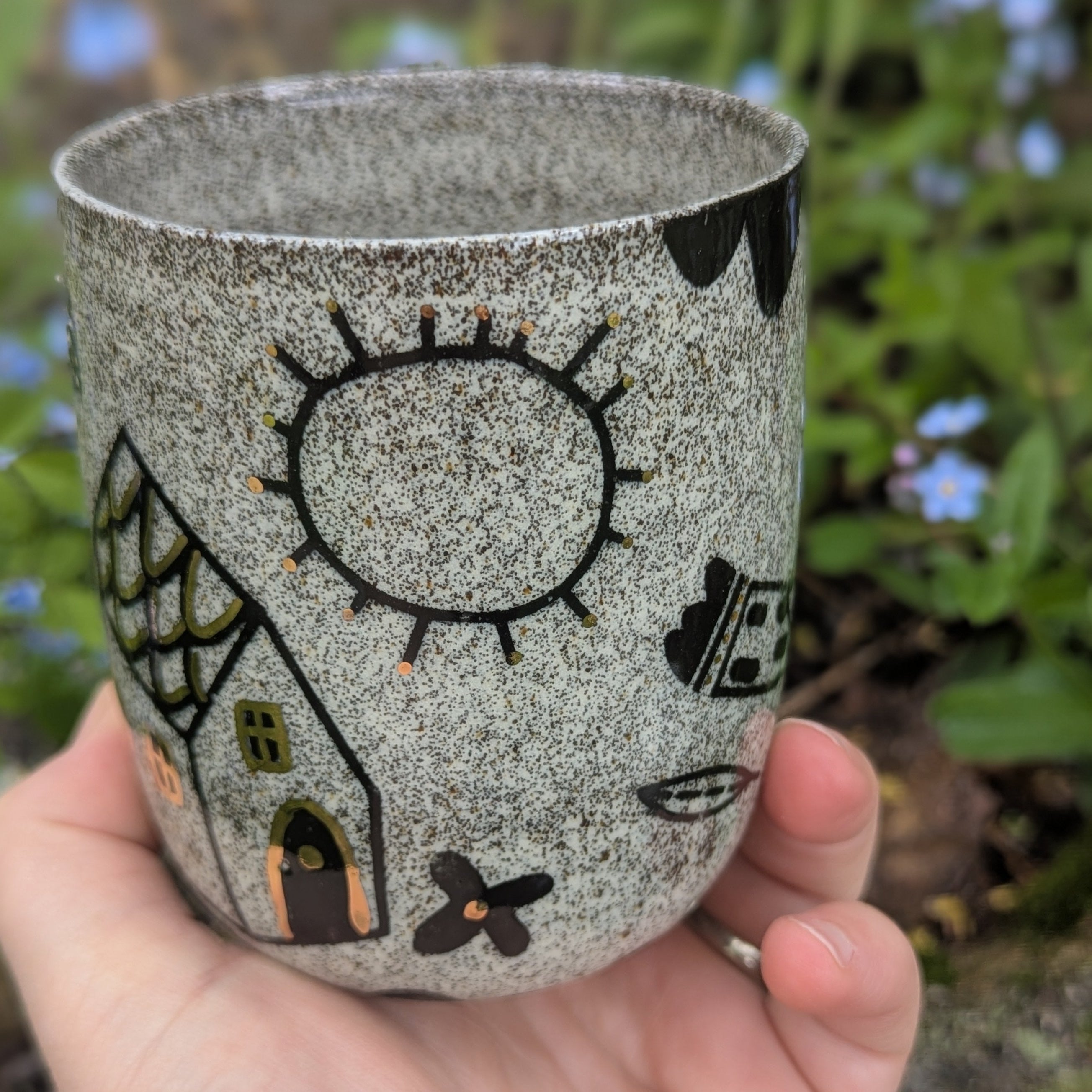 Folk Fox & Pigeon Cup Set
