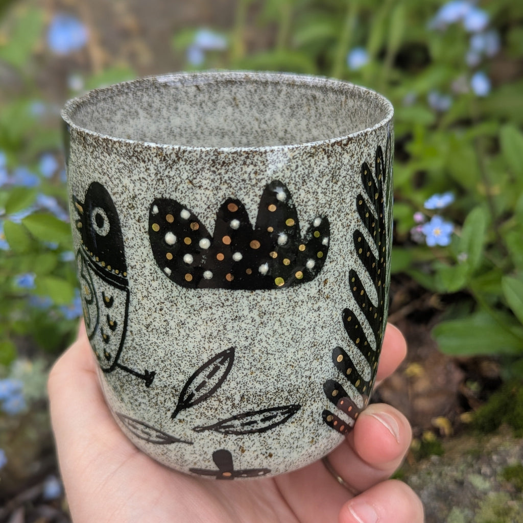 Folk Fox & Pigeon Cup Set