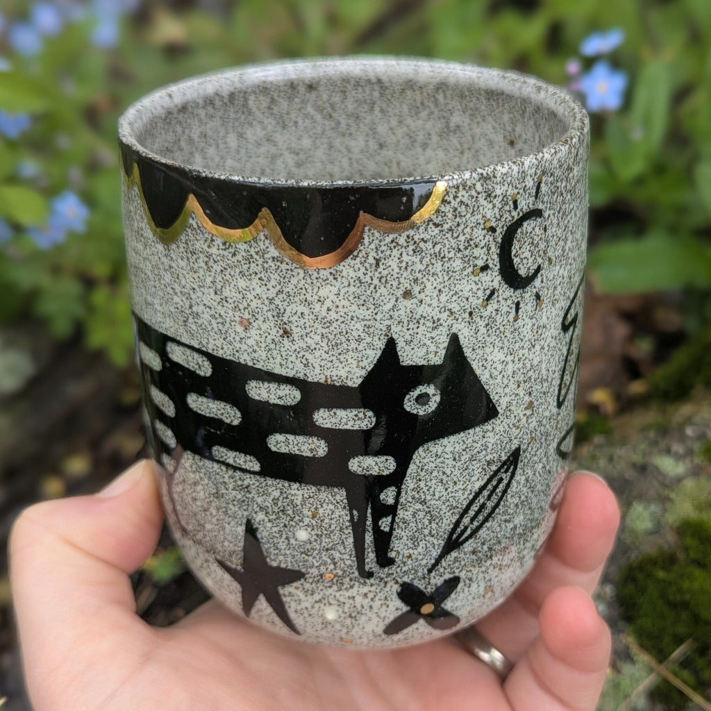 Folk Fox & Pigeon Cup Set
