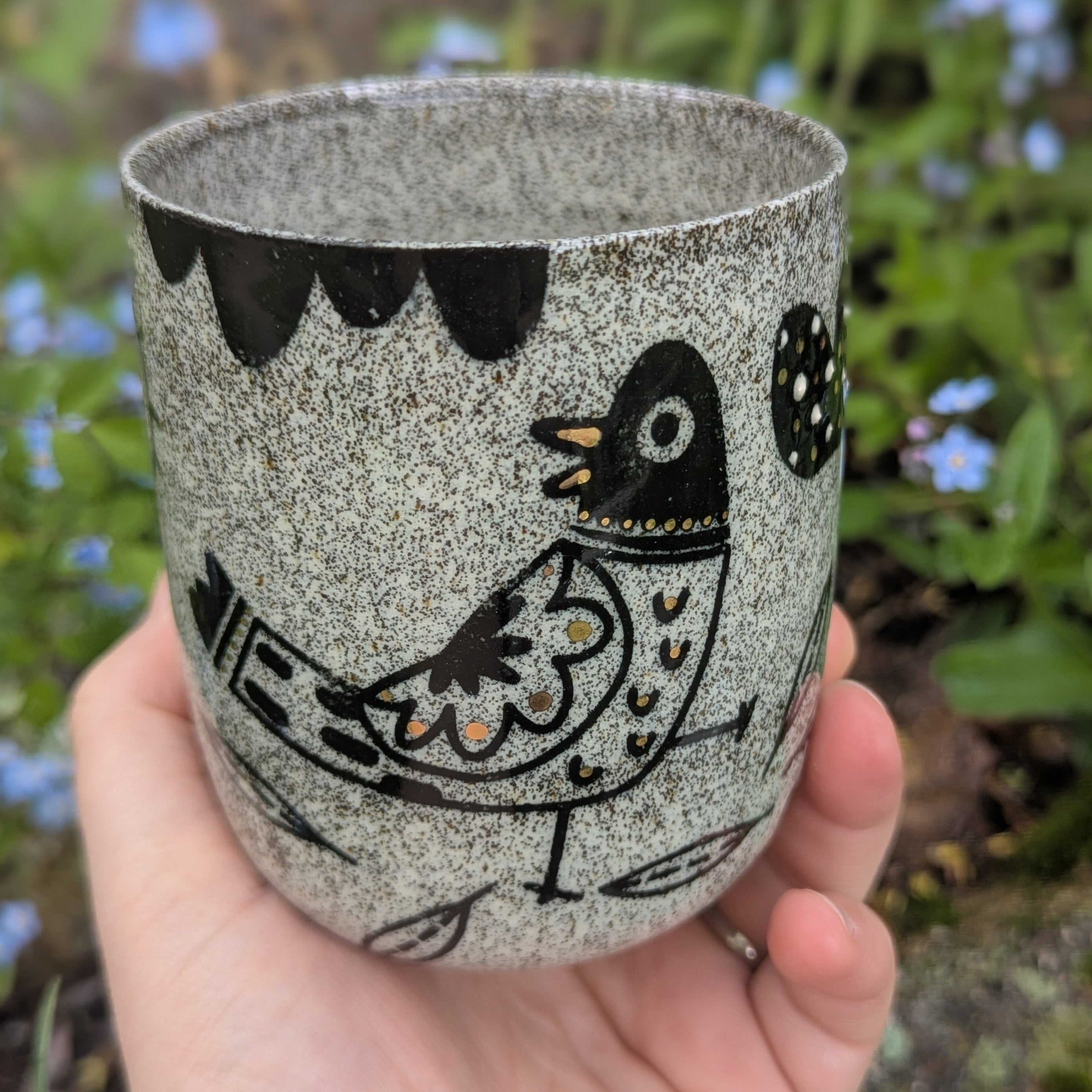 Folk Fox & Pigeon Cup Set
