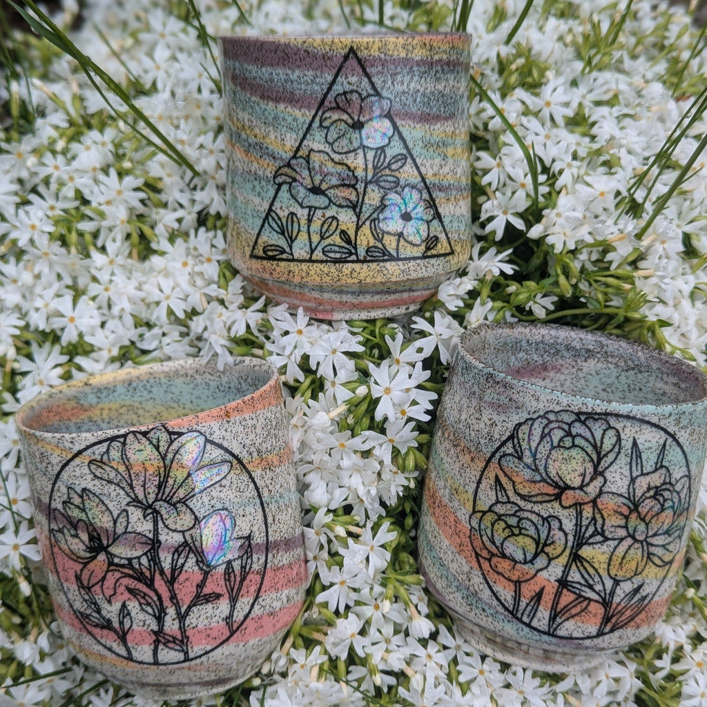 Rainbow Swirl Flower Cup